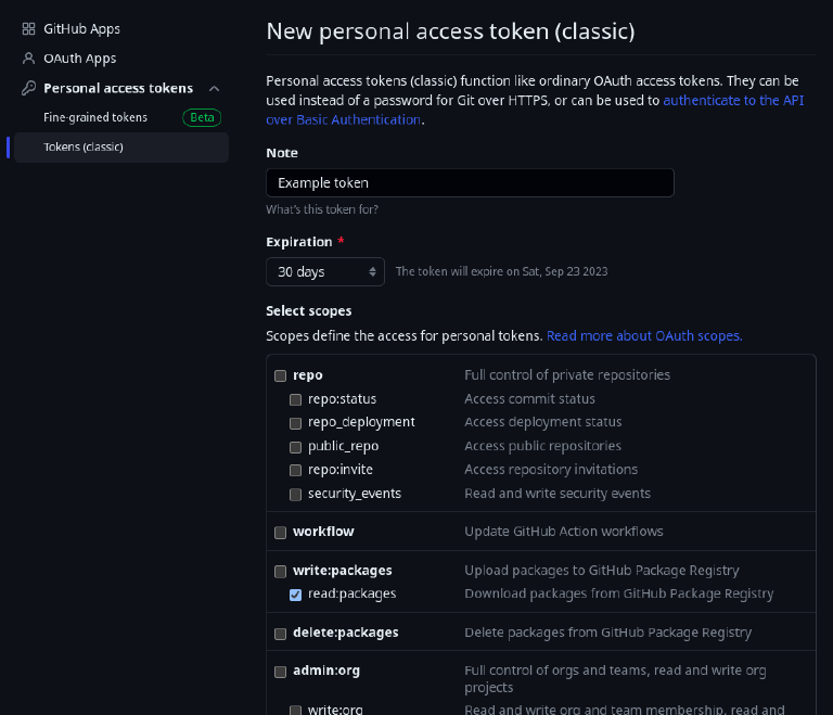 GitHub Classic Access Token Setup