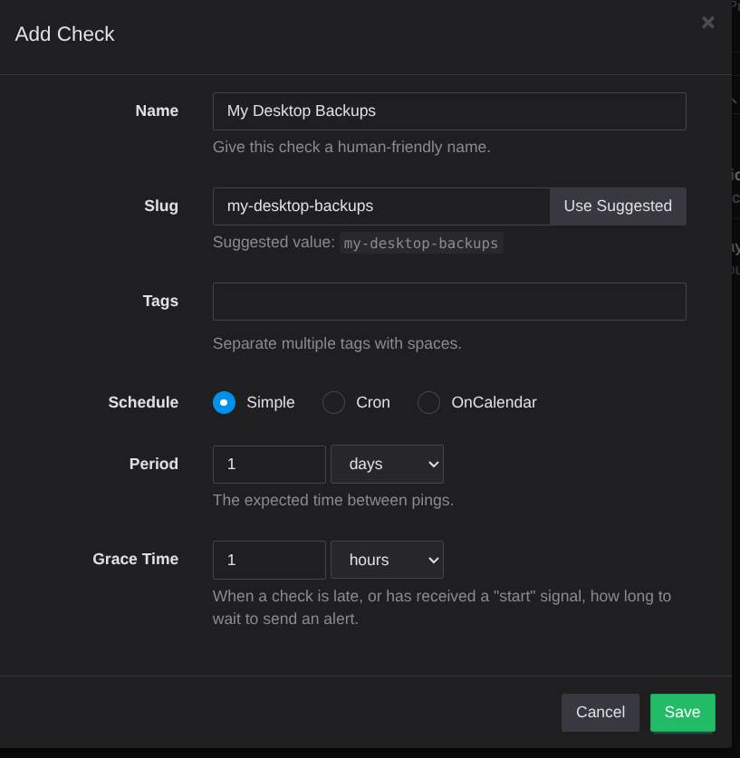 Setup a new health check