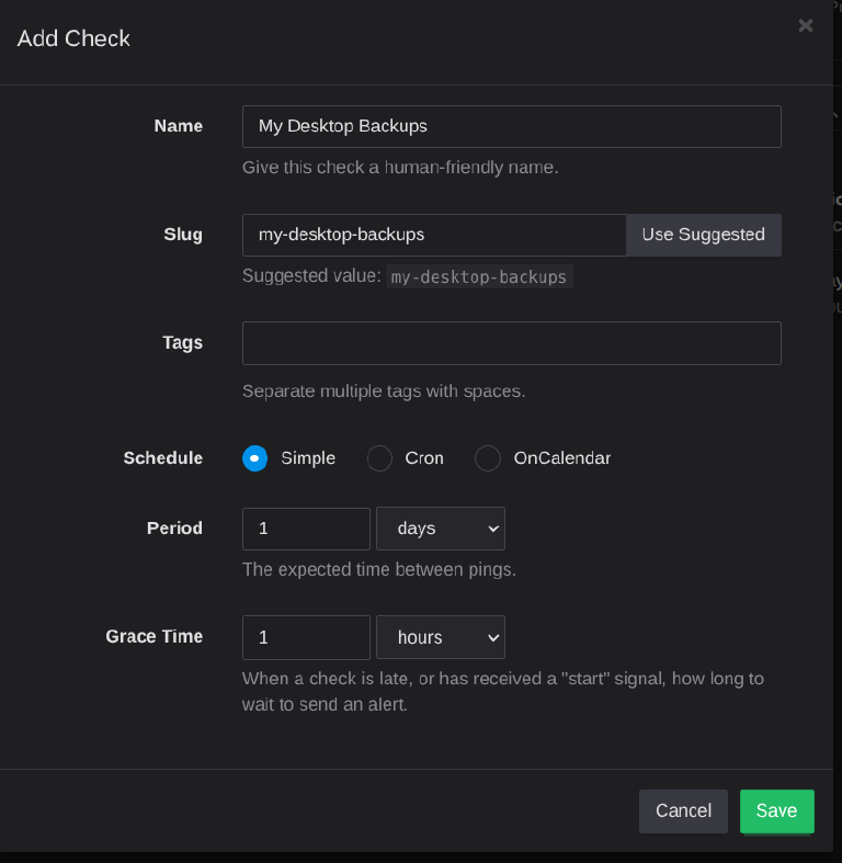Setup a new health check